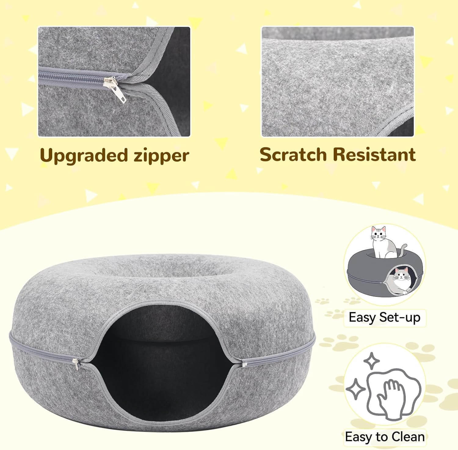 Cat Caves for Indoor Cats, Large Cat Tunnel for Multiple & Large Cats, Scratch Detachable Peekaboo Cat Cave Bed, Kitten Donut Kitty Hideaway Up to 45 Lbs : Pet Supplies