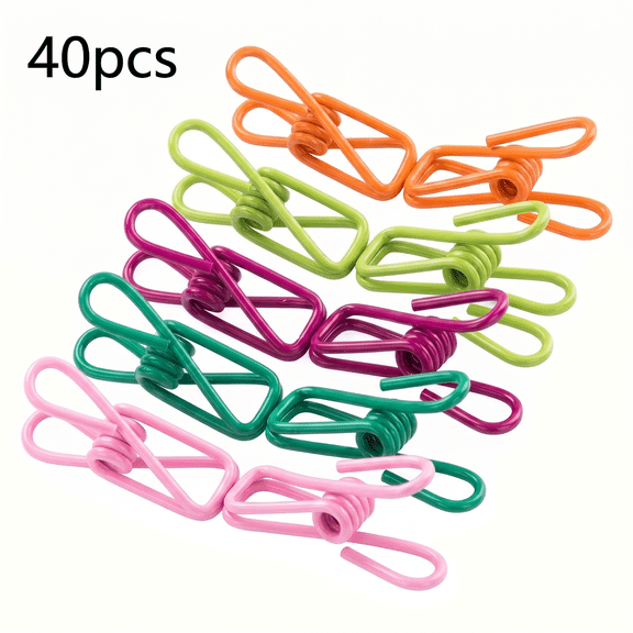 ROSEXIXI Colors Chip Clips 40Pcs Colorful Metal Clothespins Windproof Small Clips For Hanging Rust Resistant Clothesline And Laundry Clothes Clips For Drying Rack And Home Snacks Bag Sealing