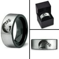 thumbnail image 4 of Tungsten Horse Horses Equestrian Equine Equidae Band Ring 8mm Men Women Comfort Fit Brushed Gray Flat Cut Black Polished, 4 of 4