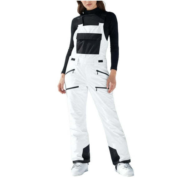 yardsong Women's Insulated Snow Overalls - Waterproof Ski Bib Adjustable Suspenders Pants White,XL