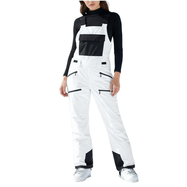 yardsong Combinaison de Ski Imperméable pour Femme - Salopette Isolée à Bretelles Ajustables Blanc,P