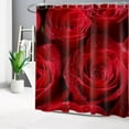 thumbnail image 3 of Red Floral Shower Curtain Aesthetic Rose Flower Shower Curtain Set Romantic Valentines Day Shower Curtains for Bathroom Waterproof Washable Fabric with Hooks,72x72 inch, 3 of 6