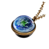 BGZLEU Galaxy Pendant Necklaces Nebula Double Sided Outer Space Glass Planet Necklace for Women Men Earth Globe Universe Jewelry Christmas Gifts