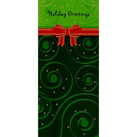 Holiday Card Holder Stand Designer Greetings Red Ribbon on Green Holiday Greetings - Package of 8 Christmas Money / Gift Card Holders ()