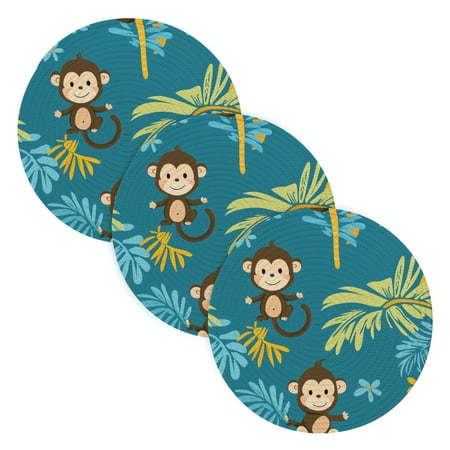 

BZSMCE Mats for Pots Pans Place Cut Monkey Simple Style Pattern Pot Mats