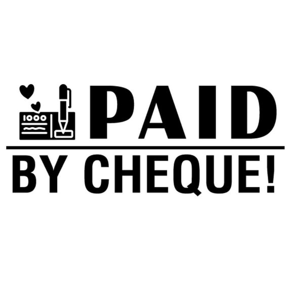 Printtoo Paid By Cheque Self Inking Rubber Stamp Pre-Inked Office Stamp- Home Office Business Stationery, 47 x 20 mm Black