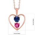 thumbnail image 2 of 18K Rose Gold Plated Silver Blue Created Sapphire Pink Created Sapphire and White Topaz Pendant Necklace for Women (1.01 Cttw, Gemstone Birthstone, Heart 5MM and 4MM, with 18 inch Silver Chain), 2 of 3