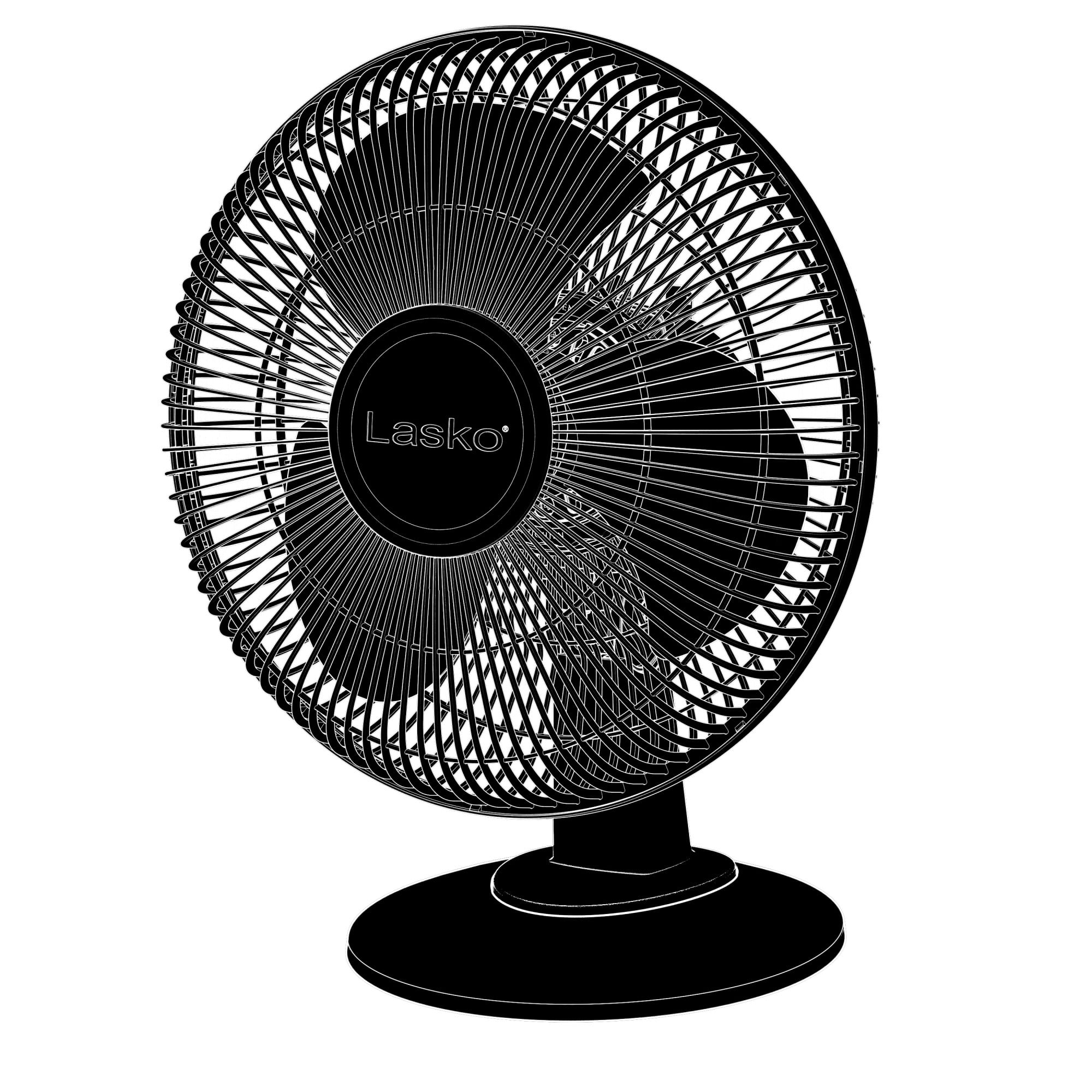 Lasko 12" 3-Speed Oscillating Table Fan with Tilt Back Head, Black, 2017