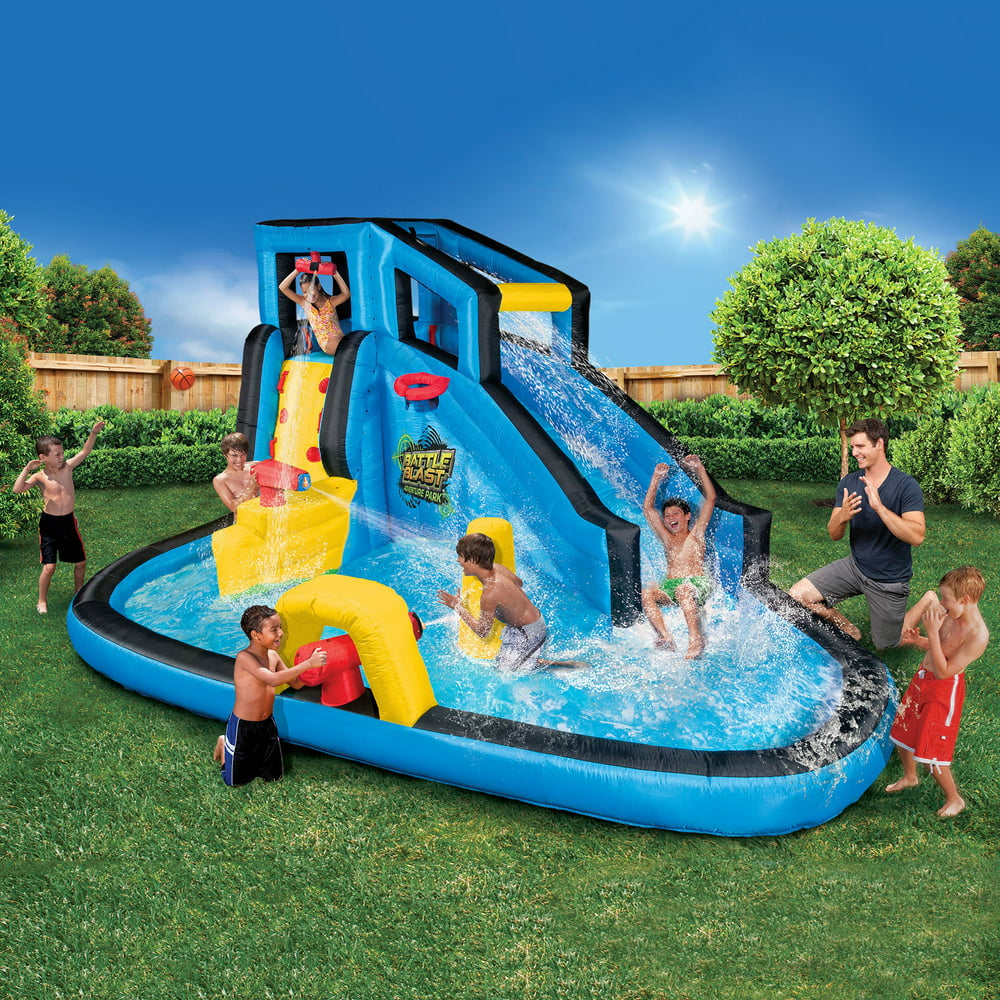 BANZAI Battle Blast Inflatable Water Park Play Center Water Slide