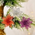thumbnail image 3 of Flores artificiales con purpurina para decoración de árbol de Navidad, adornos para fiesta en casa y Año Nuevo, 5 piezas, 2022, 3 of 4