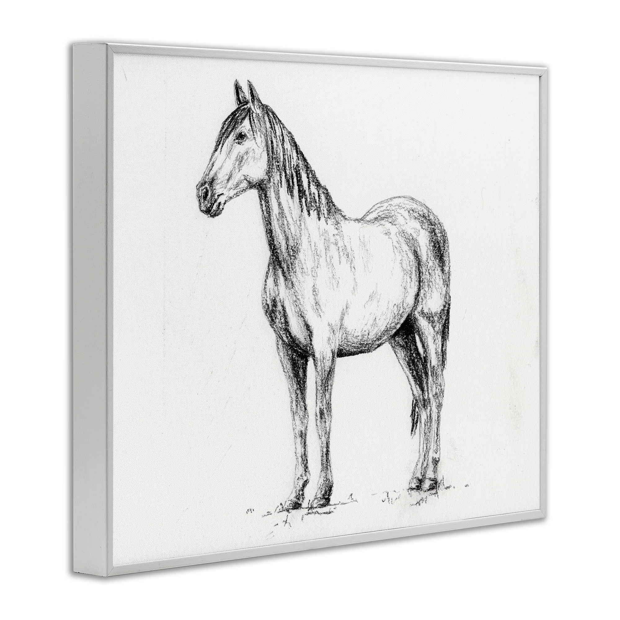 Stupell Industries Horse In Charcoal White Framed Giclee Art, design by Leah Noel Art