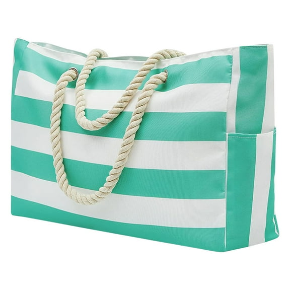 ZTTD Large Beach Bag for Women Canvas Beach Bag With Pocket Zipper Tote Travel Picnic Swim Pool Bags Tote