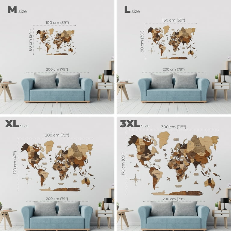 Jabihome 3D Wooden USA Map Wall Art With Push Pins, Gift