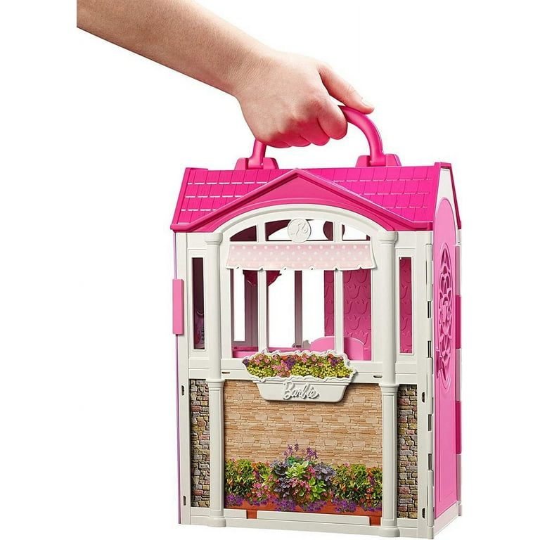 Barbie Dollhouse, Portable 1-Story Playset With Pool And Accessories