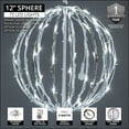 thumbnail image 3 of Wintergreen Lighting 12" White LED Outdoor Light Ball Sphere Light, White Fold-Flat Metal Frame, Cool White Lights, 3 of 9