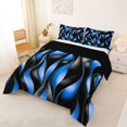 thumbnail image 2 of Manfei Aesthetic Geometric Full Size Comforter Sets, Black Blue Wavy Stripes Bedding Comforter Set, Black Reversible 3-Piece, 1 Comforter and 2 Pillowcases, 2 of 6