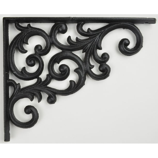 Wall Shelf Bracket Ornate Vine Pattern Black Cast Iron 9 375 Deep Com - Metal Wall Shelf Brackets Wall Shelf Bracket Ornate Vine Pattern Black Cast Iron 9 375 Deep Com - Metal Wall Shelf Brackets