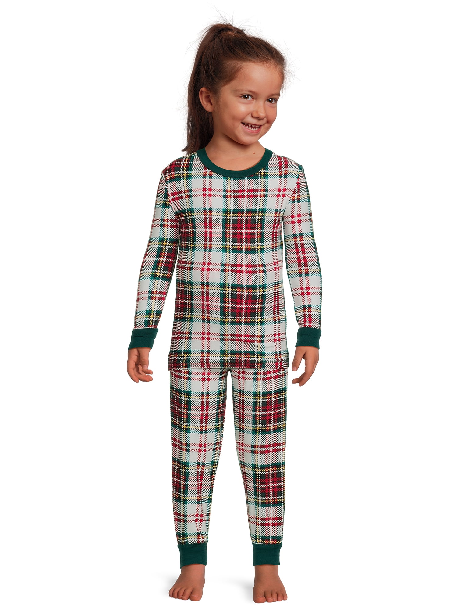 Jolly Jammies Baby and Toddler Unisex Matching Family Pajamas Holiday Plaid Long Sleeve Top and Pants, 2-Piece Sleepwear Set