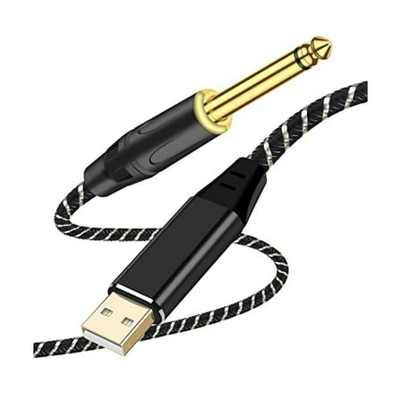 USB Guitar Cable, Guitar 1/4 Inch TS Male to Computer USB Interface Cable Adapter for Instruments Recording Singing,Premium Nylon Braided Guitar Cord，Length 10FT