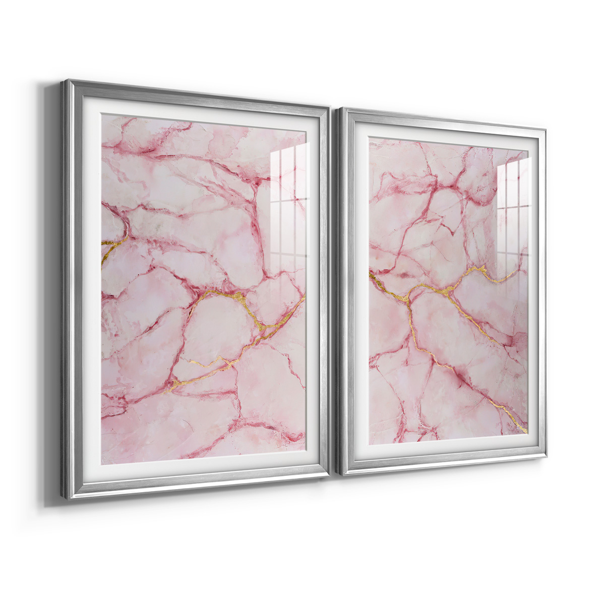 Wexford Home Rose Marble I Premium Framed Print, 26.5" x 36.5" - Ready to Hang, Silver (Set of 2)