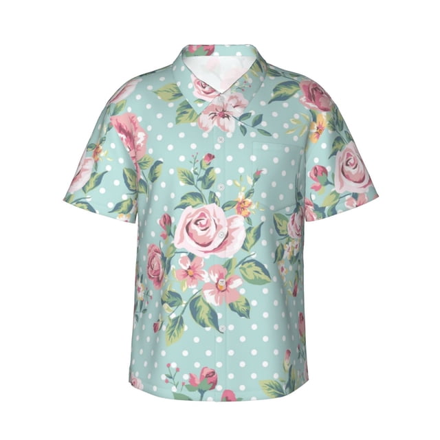 Fotbe Vintage Floral Camisa Hawaiana para Hombre Unisex – Camisa Casual de Verano con Botones de Manga Corta de Algodón y Lino,X-Large