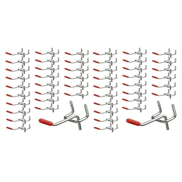 50x Single Pegboard Hooks 50mm Board Slat Wall Retail Display Shop Peg Fits 25mm