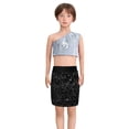 thumbnail image 1 of FAOWME Robe de Danse Enfant Jupe Portefeuille Extensible à Sequins Jupe Jupe Noire 2-10 Ans, 1 of 4