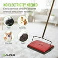 thumbnail image 3 of Manual Carpet Sweeper Triple Brush – Non Electric Multi-Surface Floor Cleaner Easy Sweeping for Carpeted Floors (Red -Updated), 3 of 9