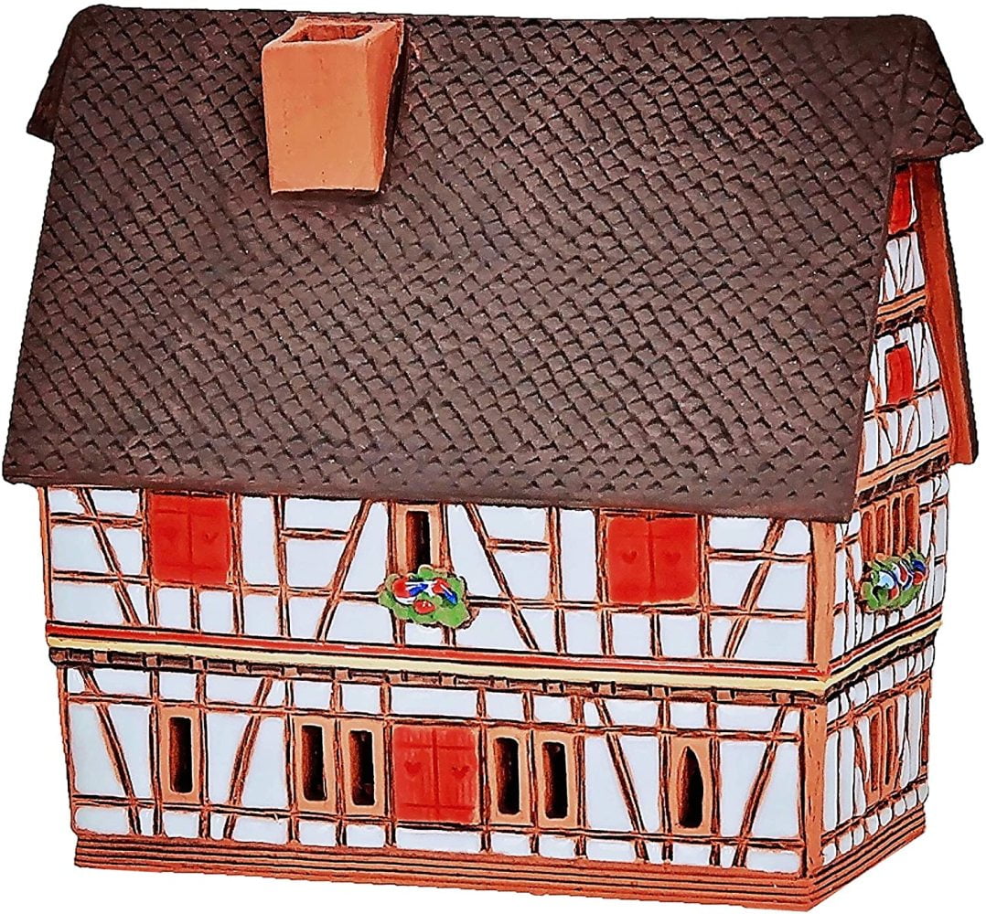 Ceramic Cone Incense Burner Collectible Miniature of The Town Hall in Schotten 
