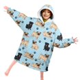 thumbnail image 4 of Pug and Dog Paw Print Blue Pattern Lamb Fleece Blanket Hoodies for Teens ,Teens Oversize Sherpa Wearable Hooded Blanket Sweatshirt with Super Pockets, 4 of 5