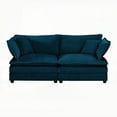 thumbnail image 5 of Modern Blue Chenille 2-Piece Sofa Set (2 Seater Loveseat & Chair) with Solid Wood Frame, 5 of 16
