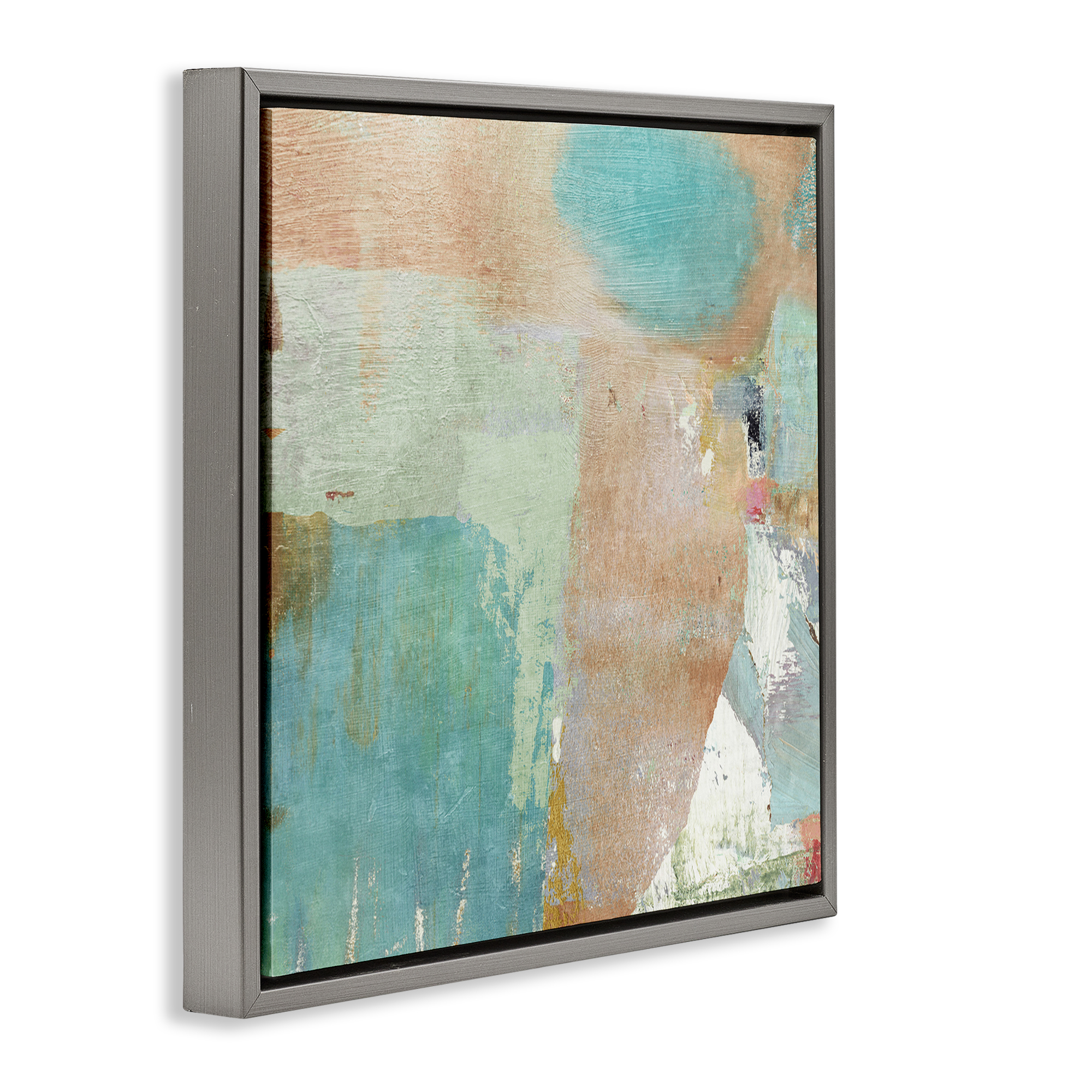 Stupell Industries Rustic Paint Strokes Abstract Painting Gray Floater Framed Canvas Art Print Wall Art, 25 x 25