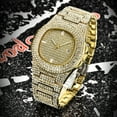 thumbnail image 5 of Reloj de cuarzo para hombre, reloj de pulsera de acero para hombre, reloj de diseño clásico de moda dorado para hombre, 5 of 5