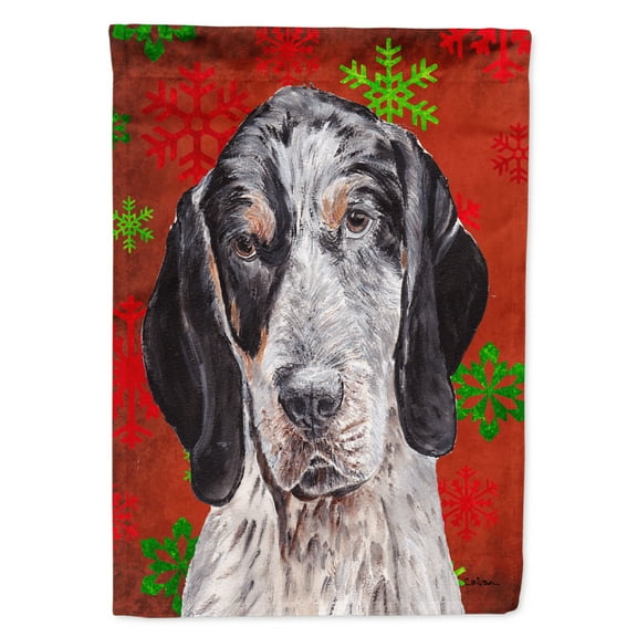 Blue Tick Coonhound Red Snowflakes Holiday House Flag