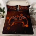 thumbnail image 2 of Feelyou Neon Orange Gamepad Queen Sheet Sets for Boys, Futuristic Game Console Flat Sheet, Chic Honeycomb Queen Fitted Sheet, Microfiber Bedroom Decor, 4pcs, 2 of 7