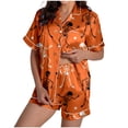 thumbnail image 5 of Pajamas for Women Set Halloween Print Shorts Sleepwear Pj Sets Orange XL, 5 of 7