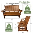 thumbnail image 2 of Fortune Candy Patio Glider, with Cup Holders, High Back and Deep Contoured Seat, Heavy Duty 800 lbs (Teak Tone, 3-Seater), 2 of 7