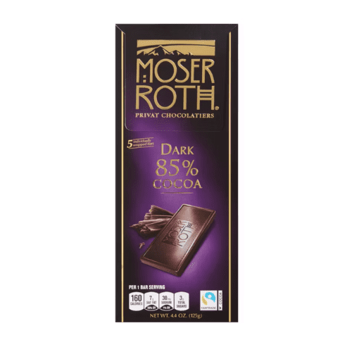 Moser Roth Chocolate Bar Dark 85% Cocoa 5 Individually Wrapped Bars 4.4 oz , 3 Pack