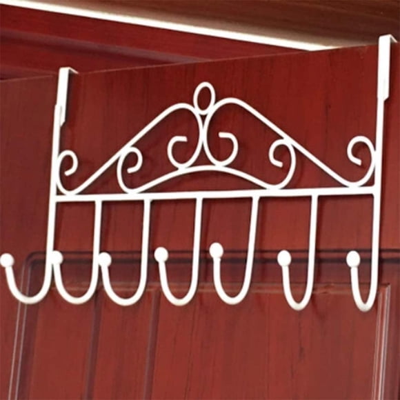 Hooks Over The Door Hook Organizer Rack Hanging , 7 Hooks, Over Door Storage Rack – Organizer Hooks for Coats, Hats, Robes, Clothes or Towels