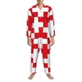 thumbnail image 3 of Susaid Red Cross 1 Print Men's Long Sleeve Pajama Set, Two-Piece Button-Down Loungewear PJs Set, Comfortable Sleepwear for Relaxation-Large, 3 of 7