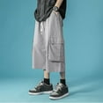 thumbnail image 5 of XDZJLR Men Shorts Denim with Pockets Oversize Knee Length Fashion Leisure Loose Straight Short Grey M, 5 of 7