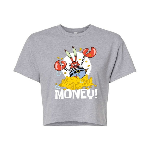 SpongeBob SquarePants - Mr Krabs Money - Juniors Cropped Cotton Blend T-Shirt