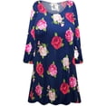 thumbnail image 1 of Small Womens Long Sleeve Rose Bloom Sea Designer Print Tunic Tops Casual Loose Fitting Flowy Shirts Blouses, 1 of 4