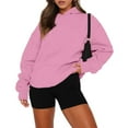 thumbnail image 2 of RPVATI Fall Sweatshirts for Women Long Sleeve Hoodies Fall Plus Size Fleece Drop Shoulder Pullover Gym Sweaters Pink XXL, 2 of 8