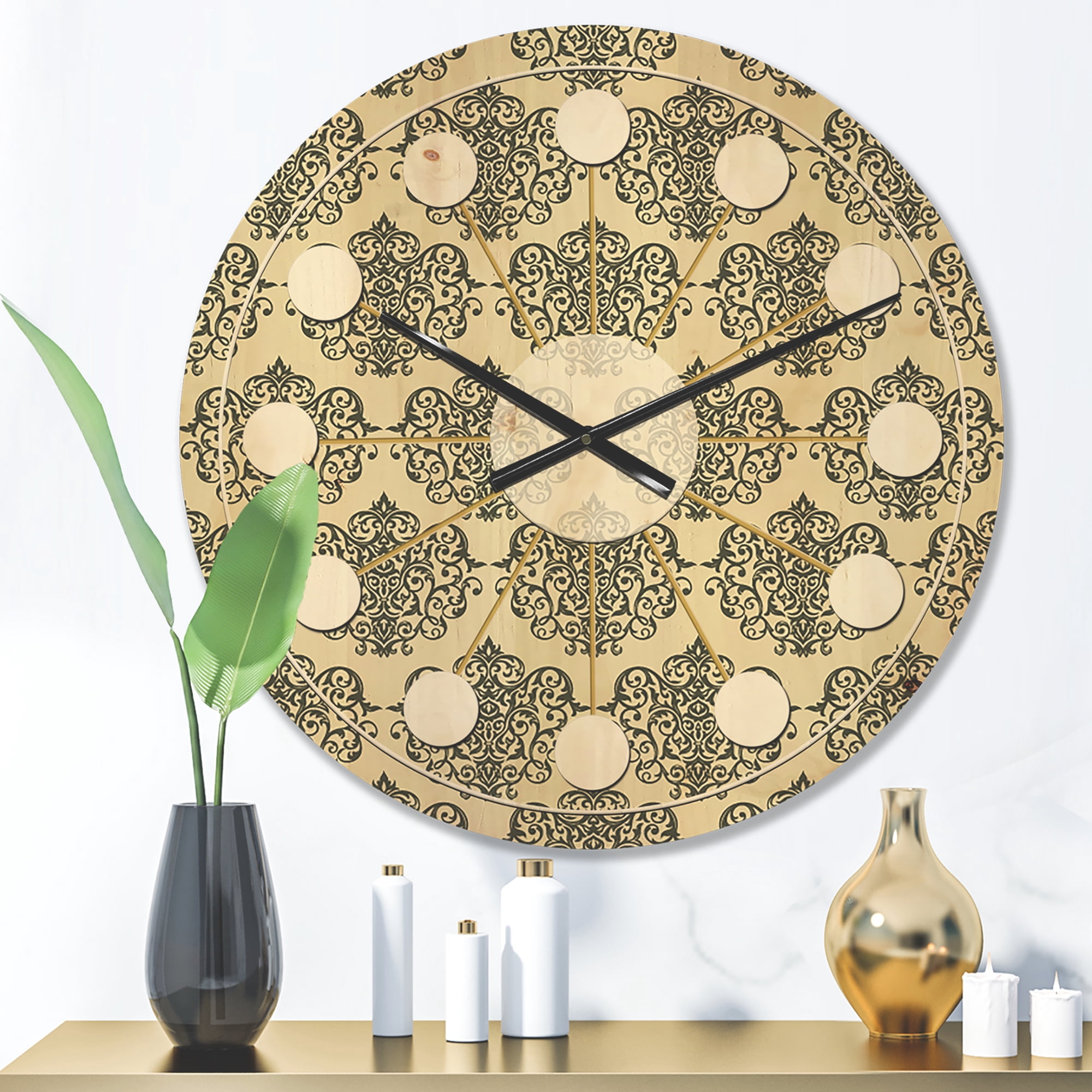 Designart 'Abstract Retro Pattern Design III' Mid-Century Modern Wood Wall Clock