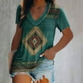 thumbnail image 2 of Camiseta casual para mujer Retro Folk-custom Impreso con cuello en V Manga corta Jersey Blusa Tops Fridja bn4751, 2 of 8