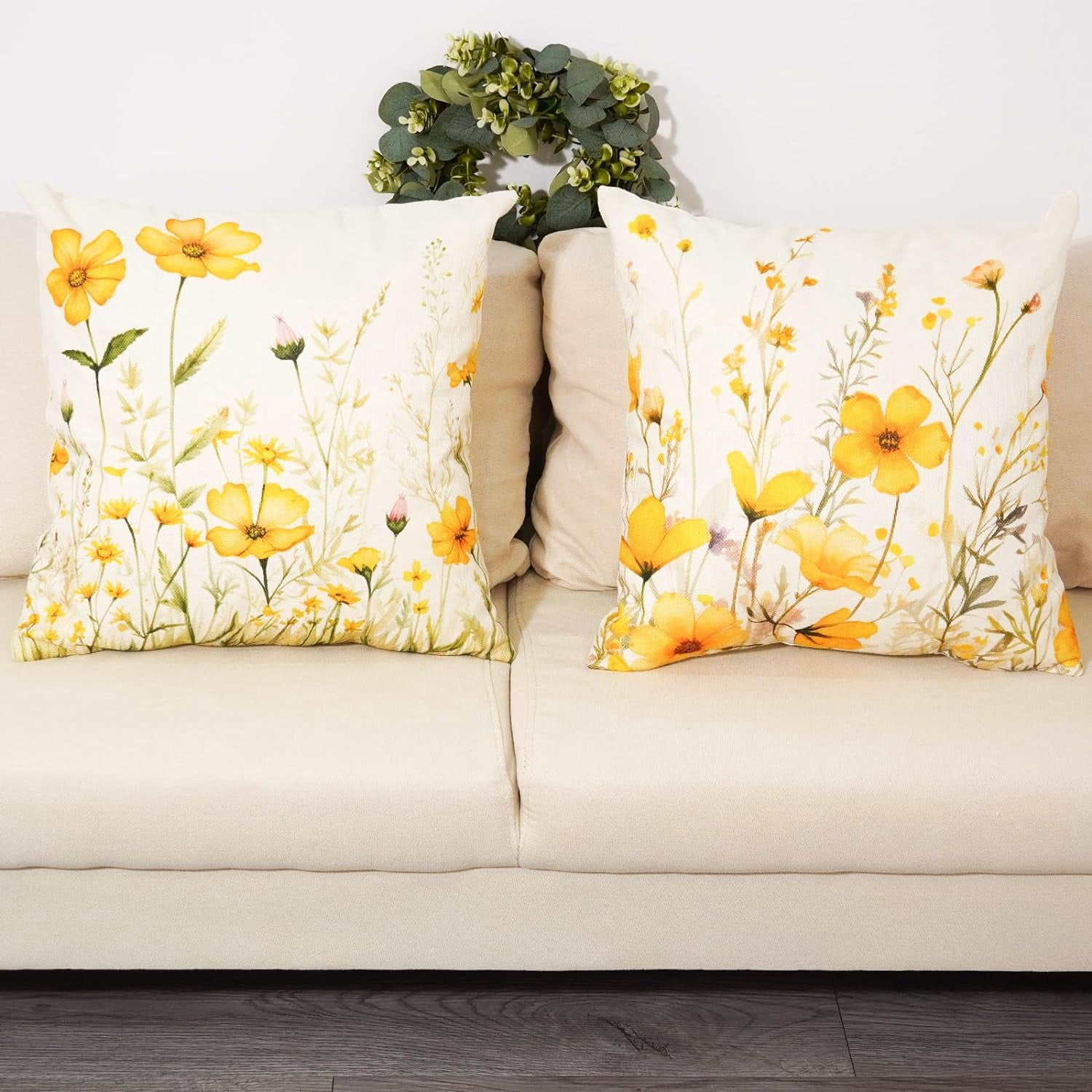 PANDICORN 12x20 Inch Butterfly Floral Throw Pillow Cover - Farmhouse Cottagecore Spring Summer Decor - View #2