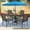 Khaki Chairs, variant on SOLAURA 6-Piece Outdoor Patio Dining Set with Dark Blue Umbrella, Textilene Dining Chairs and Metal Square Table (Seats 4), Outdoor Furniture Set for Garden, Backyard, Blue
