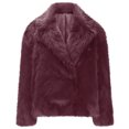 thumbnail image 3 of Womens Fleece Jacket Sevevn Women's Fashion Solid Color Lapel Button Cardigan Fur Long Sleeved Coat, 3 of 5