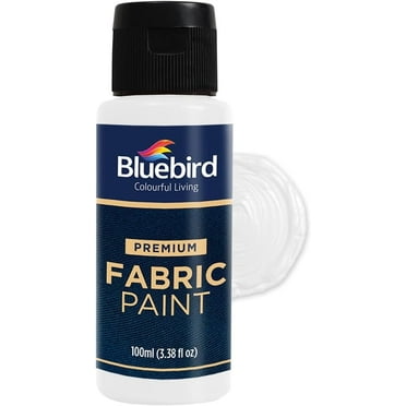 BLUEBIRD Fabric Paint, White, 3.4 Fl Oz – Permanent Fabric Paint for Clothes, Costumes, Halloween Decorations, DIY Crafts & Furniture Upholstery